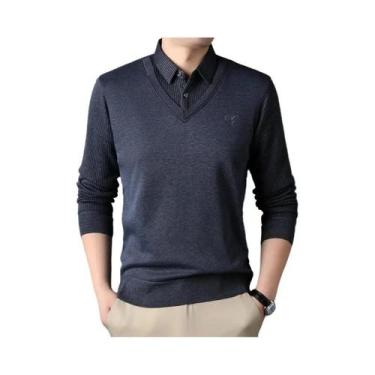 Imagem de Camisas Polo Listradas Slim Fit Para Homens, Moda De Outono, Pulôveres