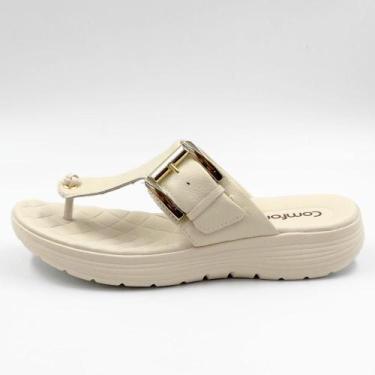 Imagem de Tamanco Comfortflex Casual Flatform Feminino, 35, Almond