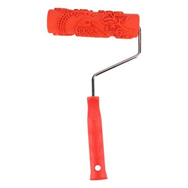 Imagem de Rolo de pintura DIY gravado em relevo de 7 polegadas com rolo de pintura com alça de plástico para máquina de pintura de rolo de textura de decoração de parede