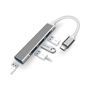 Imagem de Bestgift HUB USB 3.0 mini liga de alumínio tipo C Divisor HUB de 4 portas prata branca2