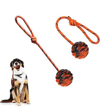 Imagem de Vitalili 2 peças bola de treinamento de cachorro em corda brinquedos de corda de cachorro bola exercício e brinquedo de recompensa para cães para treinamento de mastigar puxar brinquedo de puxar cães brinquedos brinquedos belga presentes de malinois