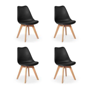 Imagem de Conjunto 04 Cadeiras Eames Wood Leda Design - Preta - Império Brazil B