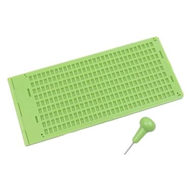 Imagem de Ardósia de escrita braille com caneta prática ferramenta educacional conveniente placa de escrita braille suprimentos de aprendizagem para adultos, 9 linhas 30 células