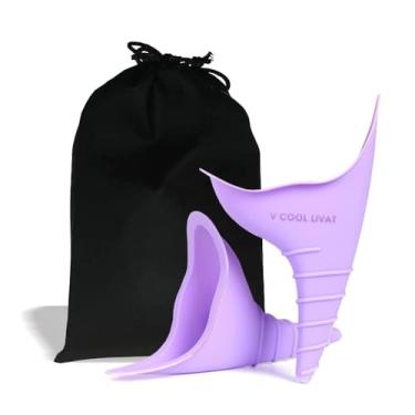 Imagem de Dispositivo de Urinação Feminino Leve para Viagem - Funil Urinal Portátil Feminino Acampamento Higiene e Saneamento Perfeito Acampamento Viagem Escalada Festivais Atividades ao Ar Livre (2 pacotes com bolsa grátis)