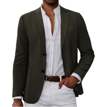 Imagem de GRACE KARIN Blazer masculino casual, jaqueta esportiva leve com 2 botões, Verde escuro, XX-Large