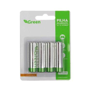 Imagem de Pilhas Recarregáveis Pequena Aa 2700mah Cartela 4 Peças - GREEN, 022-2