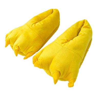 Imagem de MizHome Pantufas unissex macias com garra de pata para casa, Amarelo, Medium