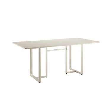 Imagem de Mesa de Jantar Retangular com Tampo de Vidro Arcadia Off White e Champagne 160 cm