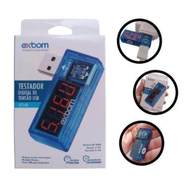 Imagem de Testador Digital Tensão Porta Usb Medidor Voltagem Amperagem - Exbom