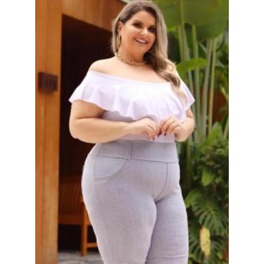 Imagem de 3 Bermudas Plus Size Modeladora Cotton Jeans Cós Alto 46/56 - LM Plus 