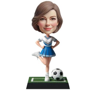Imagem de Bobblehead feito à mão de torcida de futebol personalizado a partir da sua foto, vibração de postura impressionante, estatueta de decoração de casa, presente para lembrança de aniversário de tia