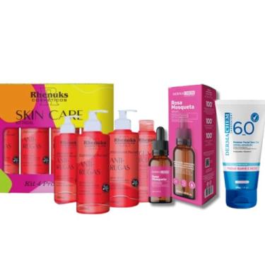 Imagem de Kit Skincare Anti rugas +Sérum Rosa Mosqueta clareia manchas + Protetor Solar S/COR 60FPS - 6 ITENS