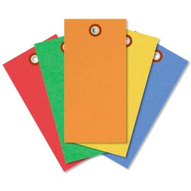 Imagem de SmartSign (Pacote Com 1000) Etiquetas De Remessa Tyvek Em Branco Multicoloridas 4,75 X 2,375" Ilhós Metal, Tamanho Nº 5, 8 Mil Espessura