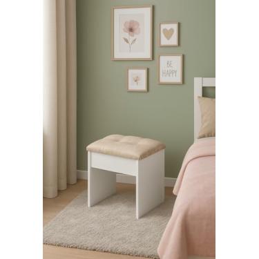 Imagem de Banqueta Para Penteadeira Camarim Reforçado Puff Estofado Decoração de loja