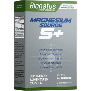 Imagem de Bionatus, Magnezium Source 5+, Suplemento alimentar, Magnésio 350mg, 60 cápsulas • 30 doses, Cinza
