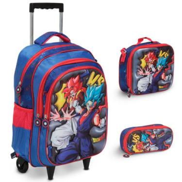 Imagem de Kit Mochila Infantil De Rodinha Dragon Ball Lancheira Térm - Plike