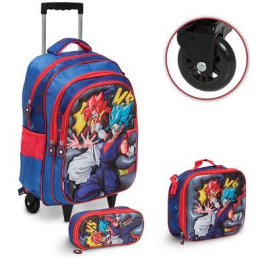 Imagem de Kit Mochila Escolar Rodinha Dragon Ball Z Volta As Aulas - Plike