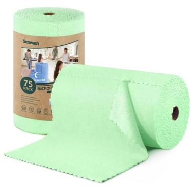 Imagem de Rolo de pano de limpeza de microfibra SOOWASH 75, pacote 30x30cm, verd