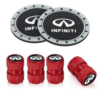 Imagem de 6 peças de suporte de copo de carro de couro com tampas de haste de válvula de pneu para Infiniti G35 G37 Q50L QX50 Q50 QX56 Q60 QX60 QX70 Q70L QX80, conjunto de tampas de poeira de carro para