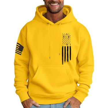 Imagem de Moletom masculino com capuz MLYYJCKG, moderno, de lã grande, amarelo