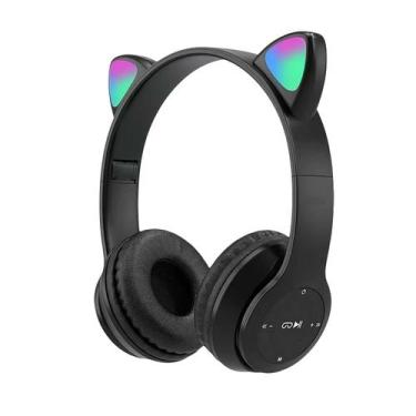 Imagem de Fones de ouvido Bluetooth Cat Ear Luminous Over Ear Black - Marca Próp