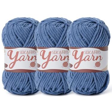 Imagem de Pacote com 3 fios de veludo fofo para crochê, cobertor de bebê para crochê macio, 150 g (196,8 jardas) Amigurumi, fios de crochê de chenille, fios de quebra-cabeça para artesanato de tecelagem de