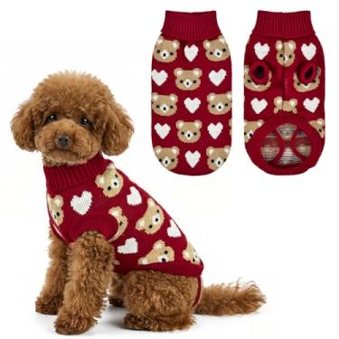 Imagem de Vehomy Suéter de cachorrinho dos namorados cachorro gato amor coração suéter doce gatinho roupas roupas bonito pequeno animal de estimação roupa de dia dos namorados fantasia para gatos cães pequenos