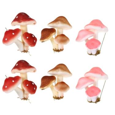 Imagem de Alasum 6-Piece Miniature Simulated Mushroom Decor for Fairy Garden Micro Landscape Decoration Assorted Colors for Terrariums and Home Decor