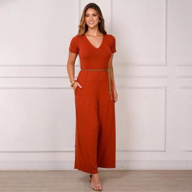 Imagem de Macacão Pantalona M/C Bolsos BBonnie Esther Terra-Feminino