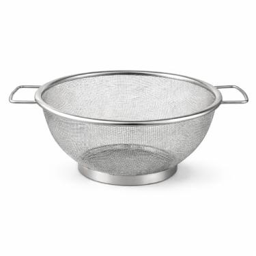 Imagem de Escorredor de Alimentos Inox 22cm com Alças Laterais | Peneira Multiuso para Massas, Verduras, Legumes e Cozinha Profissional