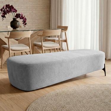 Imagem de Puff Recamier Decorativo Orgânico Lavie 140cm Premium Chenille Bouclê Prata - Desk Design