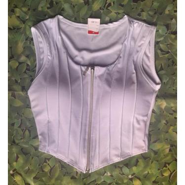 Imagem de Crooped feminino branco com ziper - Confec ronaldo