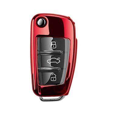 Imagem de WSWJDW TPU Car Key Case Cover Keychain Ring Key Bag, Fit For Audi C5 C6 R8 A1 A3 Q3 A4 A5 Q5 Q7 A6 S6 A7 B6 B7 B8 8P 8V 8L TT RS RS3 S3 Sline,red