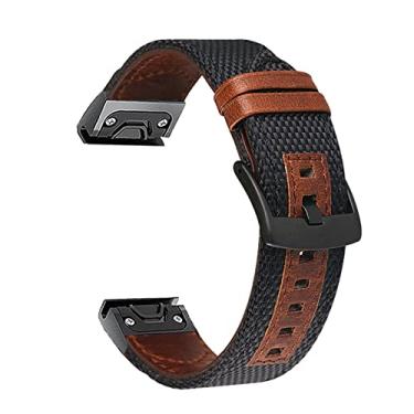 Imagem de GANYUU 22 20 26mm liberação rápida EasyFit Smart para Garmin Fenix 6X 6 Pro 5 5X 5S Plus 3 HR Correia de lona para Forerunner 935 945 Pulseira (Cor: Preto, Tamanho: 26mm Fenix 6X 6XPro)
