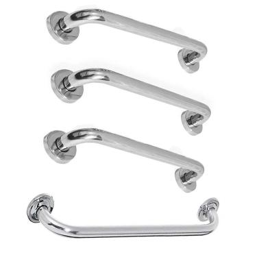 Imagem de Barra Apoio Inox Kit 3 Alças 30cm 1 Alça 60cm Banheiro Acessibilidade Idoso Cadeirante Segurança Box Corrimao