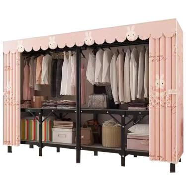 Imagem de Armário de guarda-roupa de liga de ferro com capa de pano Armário de guarda-roupa portátil Armário de armazenamento de grande capacidade Roupeiros extra resistentes