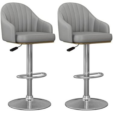 Imagem de Banqueta De Bar Cadeira De Bar Café Da Manhã Banqueta De Jantar Cadeira Giratória Ajustável Com Elevador A Gás, Assento Estofado Em Tecido De Veludo Apoio Para Os Pés E Base De Aço Para Ilha De Ba