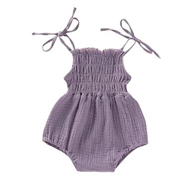 Imagem de Macaquinho de lã para bebês meninas recém-nascidas, sem mangas, de linho, sem mangas, costas nuas, para bebê, Páscoa, Roxo, 12-18 Months
