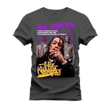 Imagem de Camiseta Plus Size Casual Malha Confortável Estampada Wiz Khalifa Grafite G4