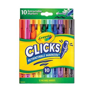 Imagem de Marcadores laváveis de crayola com dicas retráteis, cliques, materiais escolares, marcadores de arte, 10 contagem