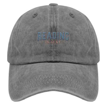 Imagem de Boné de beisebol Reading is Sexy Trucker Hat para adolescentes retrô bordado snapback, Cinza pigmento, Tamanho Único