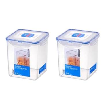 Imagem de Kit 2 Potes herméticos com tampa 4 travas Porta Mantimentos e cereais - Lock&Lock - 2,6 L