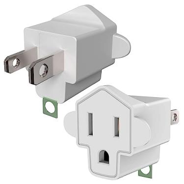 Imagem de Adaptador ETL de 3 garras para 2 garras, conversor de aterramento polarizado JACKYLED conversor adaptador de 3 garras material à prova de fogo resistente a 200 ℃ para tomadas de parede, elétrica, doméstica, pacote com 2