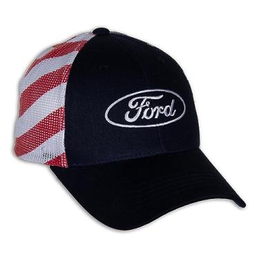 Imagem de Checkered Flag Sports Boné de beisebol masculino Ford - Boné de corrida de carros com logotipo, Vermelho, branco, azul, Tamanho �nico