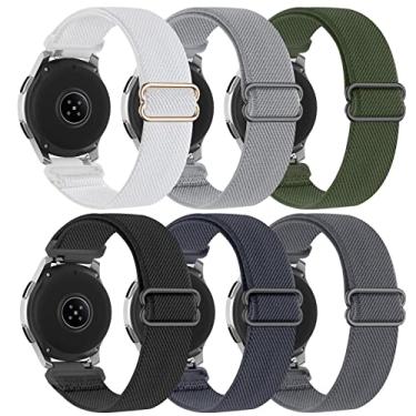 Imagem de Farluya Pacote com 6 pulseiras de relógio compatíveis com Samsung Galaxy Watch 3 de 45 mm/Galaxy Watch de 46 mm/Gear S3 Frontier, pulseiras de relógio de nylon elástico de 22 mm, pulseira ajustável para homens e mulheres