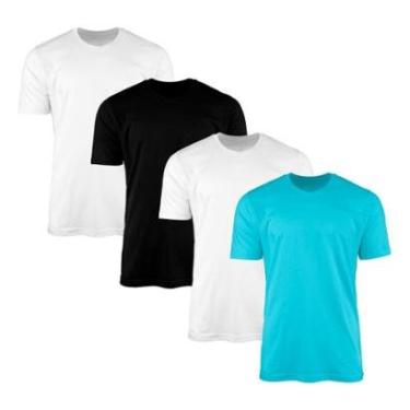 Imagem de Kit 4 Camisetas AMGK Masculina Lisa Básica 100% Algodão-Masculino