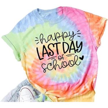 Imagem de YLISA Camiseta feminina Last Day of School Teacher Appreciation Gifts Camisetas divertidas casuais, Tiedye1, M
