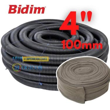 Imagem de Kit 25M Tubo Dreno Corrugado + Camisa Geotextil 4 100Mm