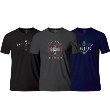 Imagem de kit 5 camisetas masculinas em malha de altissima qualidade. Estampas modernas (BR, Alfa, M, Regular, ESCURAS)
