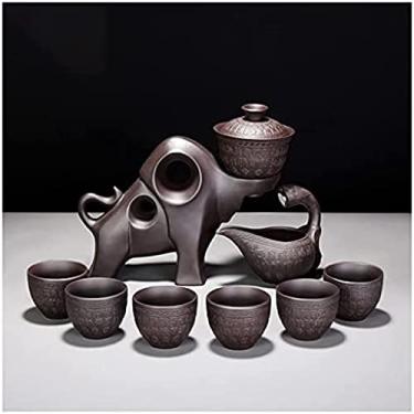 Imagem de Conjuntos de chá Conjunto de chá Zisha Conjunto de chá semiautomático chinês Conjunto de chá retrô Conjunto de chá semiautomático Bule 6 xícaras de bule de chá Kung Fu tradicional, B